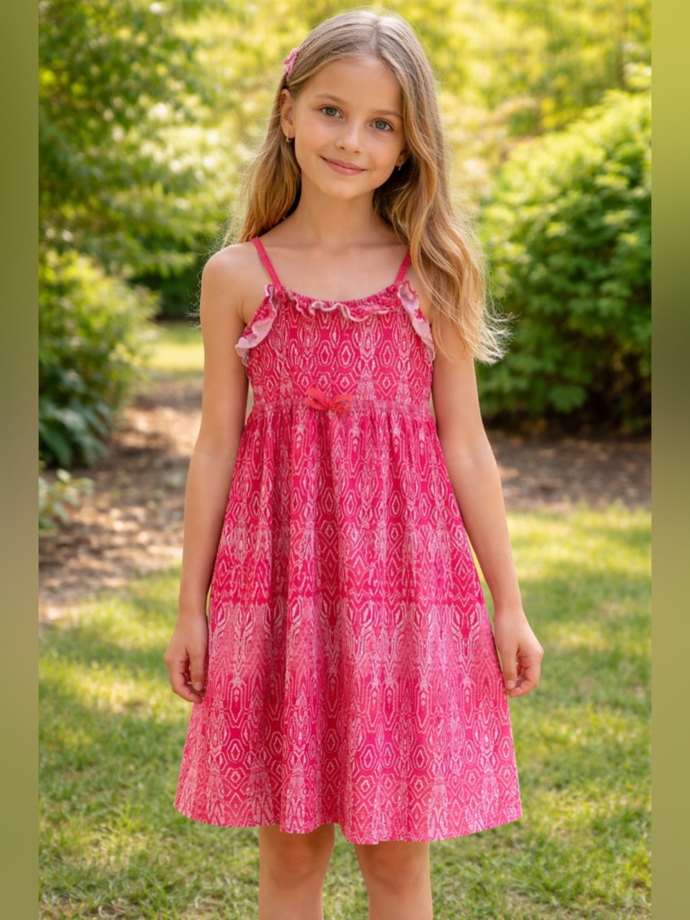 Hurley Girls Pink Ikat Sundress Adjustable Straps Size 10/12